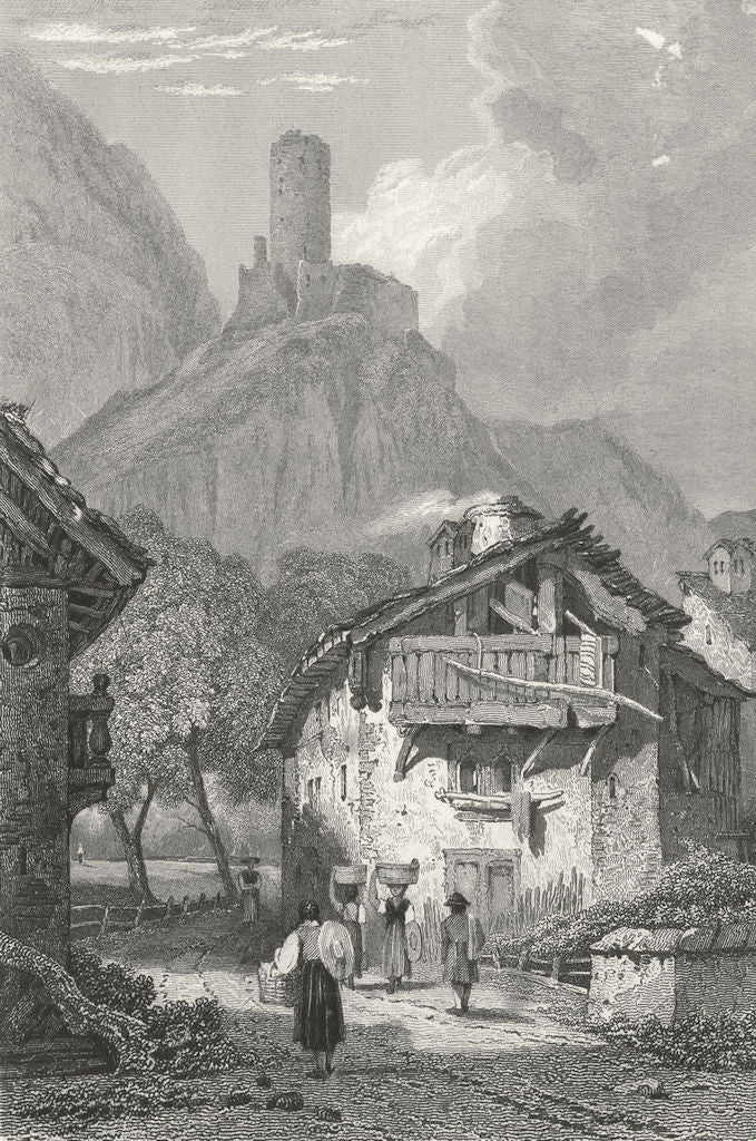 SWITZERLAND. Martigny. Swiss Prout Tower, Mountain 1830 old antique print